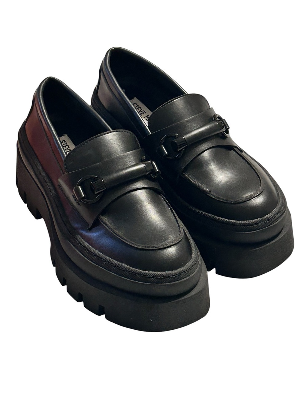 Steve Madden Izan Chunky Sole Black Loafer Slip On Women 6.5M Casual Corpcore